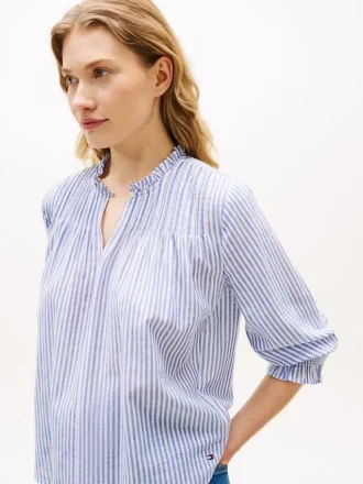 Chemise en voile à plis creux et bordure à volants