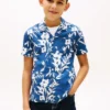 Chemise à fleurs en mélange lin-coton pour enfant