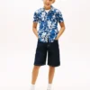 Chemise à fleurs en mélange lin-coton pour enfant