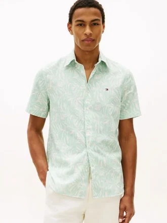 Chemise imprimée en coton et lin