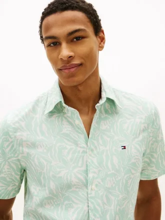 Chemise imprimée en coton et lin