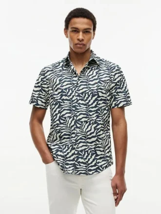 Chemise imprimée feuilles de palmier au toucher papier