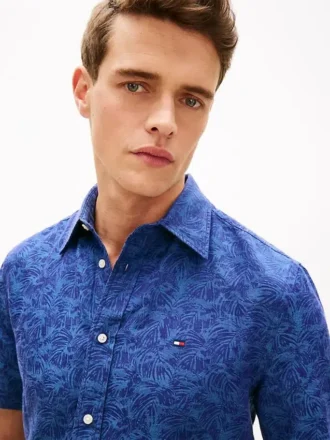 Chemise jacquard à imprimé palmiers