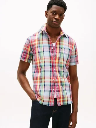 Chemise Madras en lin mélangé, coupe classique