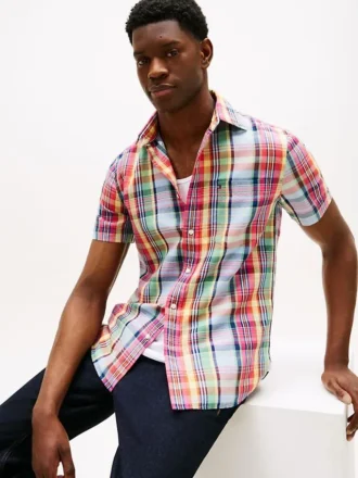 Chemise Madras en lin mélangé, coupe classique
