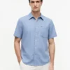 Chemise à manches courtes en lin mélangé, coupe classique
