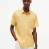 Chemise à manches courtes en lin mélangé, coupe classique