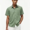 Chemise à manches courtes en lin mélangé, coupe classique