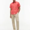 Chemise à manches courtes en lin mélangé, coupe classique