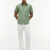 Chemise à manches courtes en lin mélangé, coupe classique