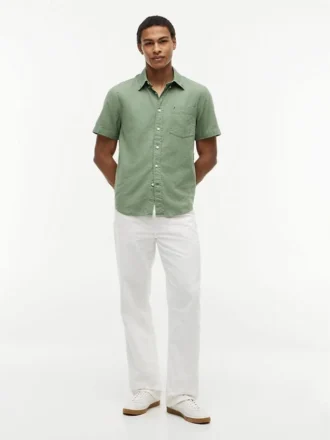 Chemise à manches courtes en lin mélangé, coupe classique