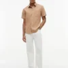 Chemise à manches courtes en lin mélangé, coupe classique