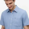 Chemise à manches courtes en lin mélangé, coupe classique