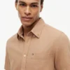 Chemise à manches courtes en lin mélangé, coupe classique