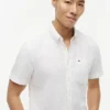 Chemise à manches courtes en lin mélangé, coupe classique