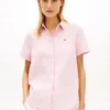 Chemise à manches courtes en mélange de lin Chemise à manches courtes en mélange de lin