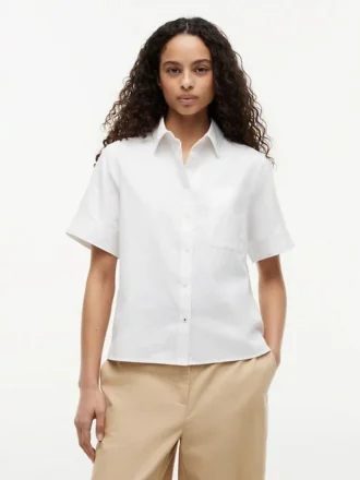 Chemise à manches courtes en mélange de lin