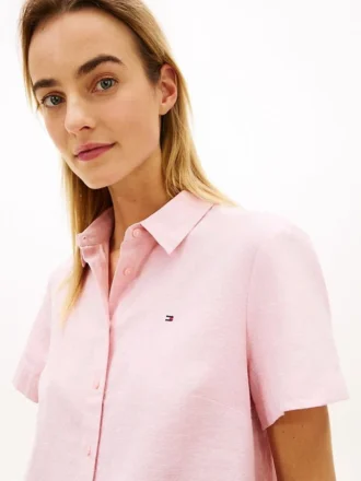 Chemise à manches courtes en mélange de lin