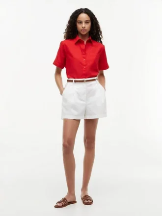 Chemise à manches courtes en mélange de lin