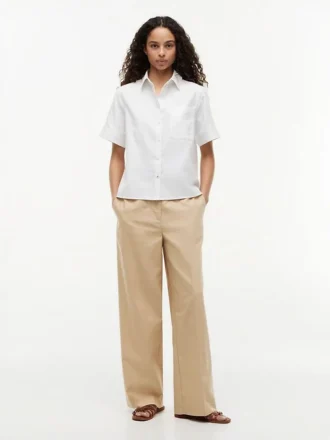 Chemise à manches courtes en mélange de lin