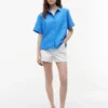 Chemise à manches courtes en mélange de lin Chemise à manches courtes en mélange de lin