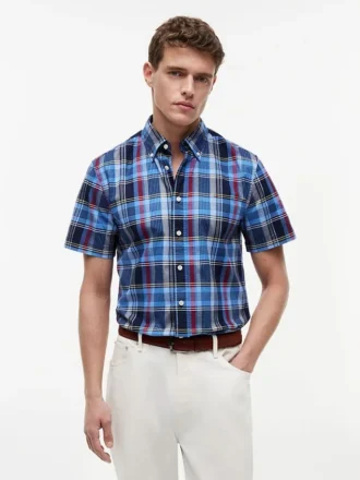 Chemise Oxford à carreaux audacieux, coupe classique