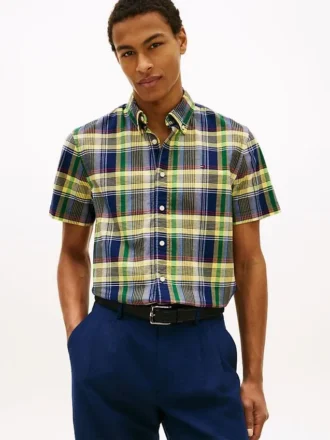 Chemise Oxford à carreaux audacieux, coupe classique