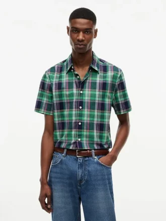 Chemise Oxford à carreaux audacieux, coupe classique