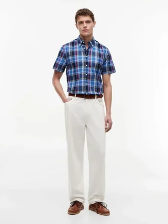 Chemise Oxford à carreaux audacieux, coupe classique
