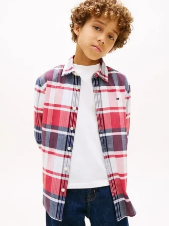 Chemise Oxford à carreaux extensible pour enfant