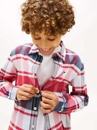 Chemise Oxford à carreaux extensible pour enfant