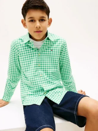 Chemise Oxford stretch à carreaux vichy pour enfant