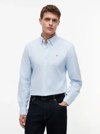 Chemise Oxford stretch à rayures, coupe classique