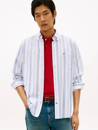 Chemise Oxford stretch à rayures, coupe classique