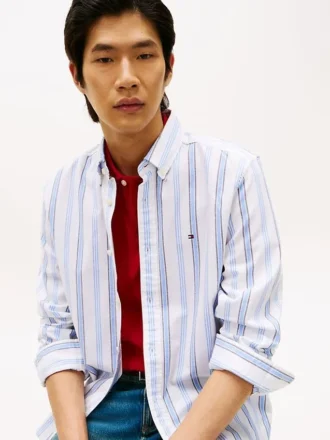 Chemise Oxford stretch à rayures, coupe classique