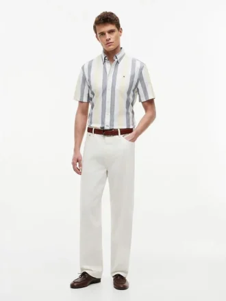 Chemise Oxford stretch à rayures, coupe Regular