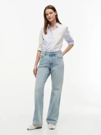 Chemise Oxford stretch à rayures mélangées