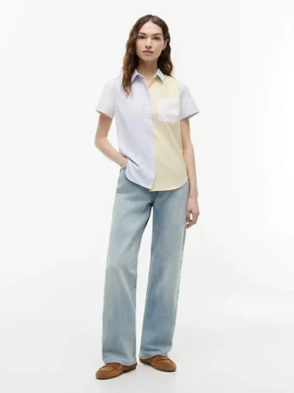 Chemise Oxford stretch à rayures mélangées