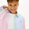 Chemise Oxford stretch à rayures mélangées pour enfant Chemise Oxford stretch à rayures mélangées pour enfant