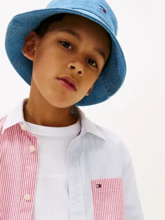 Chemise Oxford stretch à rayures mélangées pour enfant
