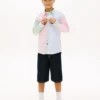 Chemise Oxford stretch à rayures mélangées pour enfant Chemise Oxford stretch à rayures mélangées pour enfant