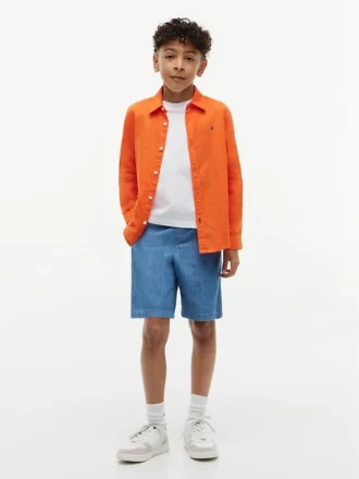 Chemise pour enfant en mélange lin-coton