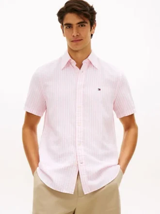 Chemise rayée en coton et lin
