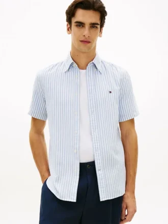 Chemise rayée en coton et lin