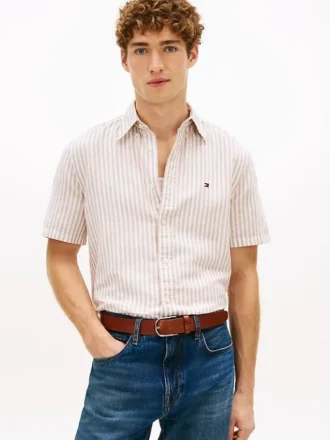 Chemise rayée en coton et lin