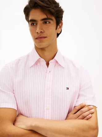 Chemise rayée en coton et lin