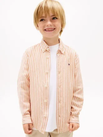 Chemise rayée en lin mélangé pour enfants Chemise rayée en lin mélangé pour enfants