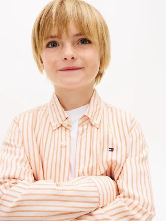 Chemise rayée en lin mélangé pour enfants Chemise rayée en lin mélangé pour enfants