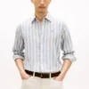 Chemise à rayures en mélange de lin, coupe classique Chemise à rayures en mélange de lin, coupe classique
