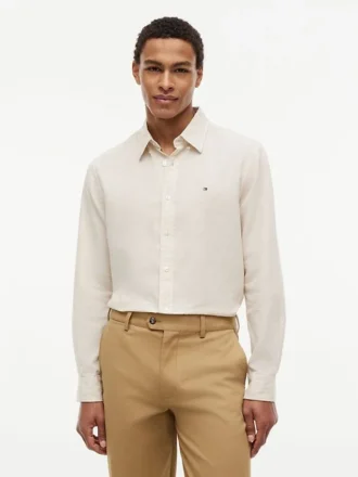 Chemise à rayures en mélange de lin, coupe classique Chemise à rayures en mélange de lin, coupe classique